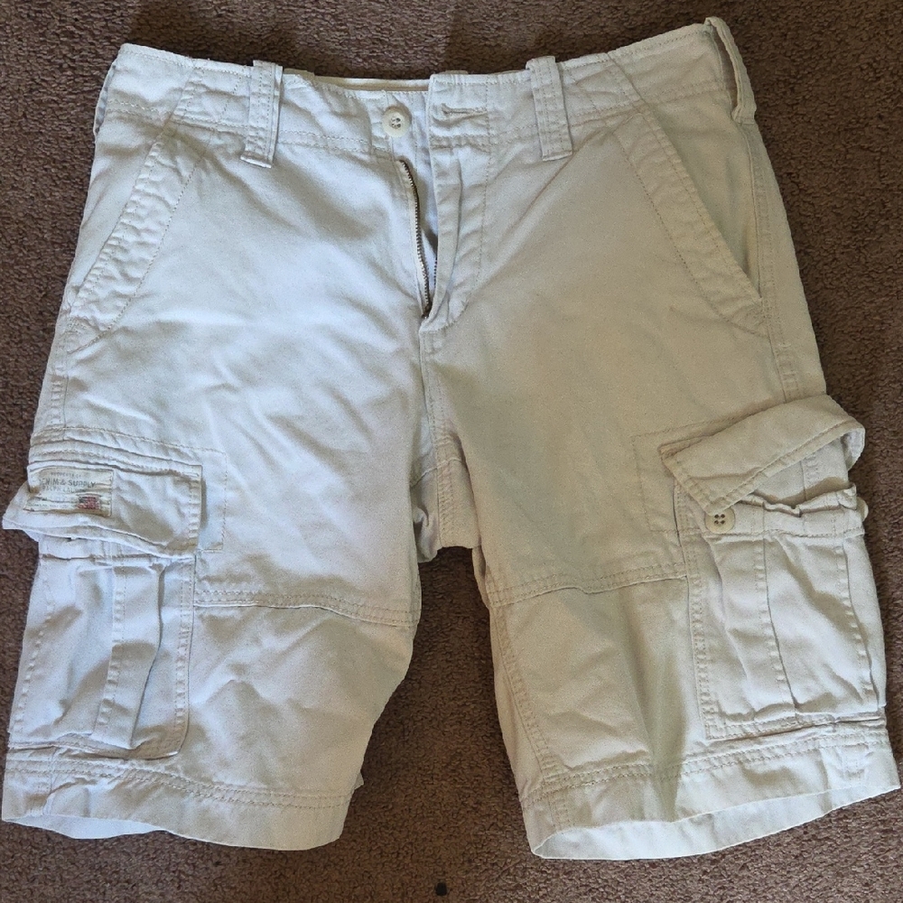 Denim & Supply Ralph Lauren Cream Cargo Shorts Relaxed Fit